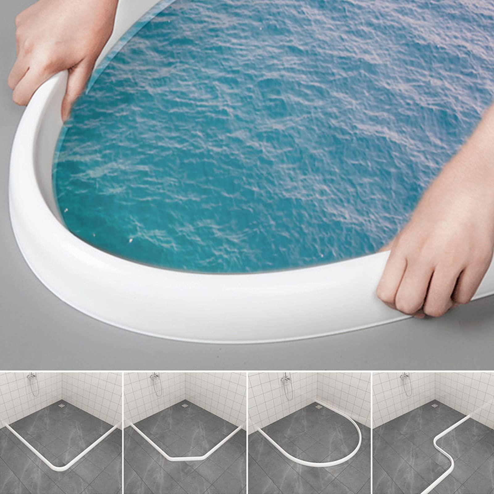 Diga pieghevole per l'acqua della doccia, paraspruzzi per doccia, sistema di ritenzione e barriera con tappo per l'acqua della doccia e mantiene l'acqua all'interno della soglia asciutta e bagnata,2