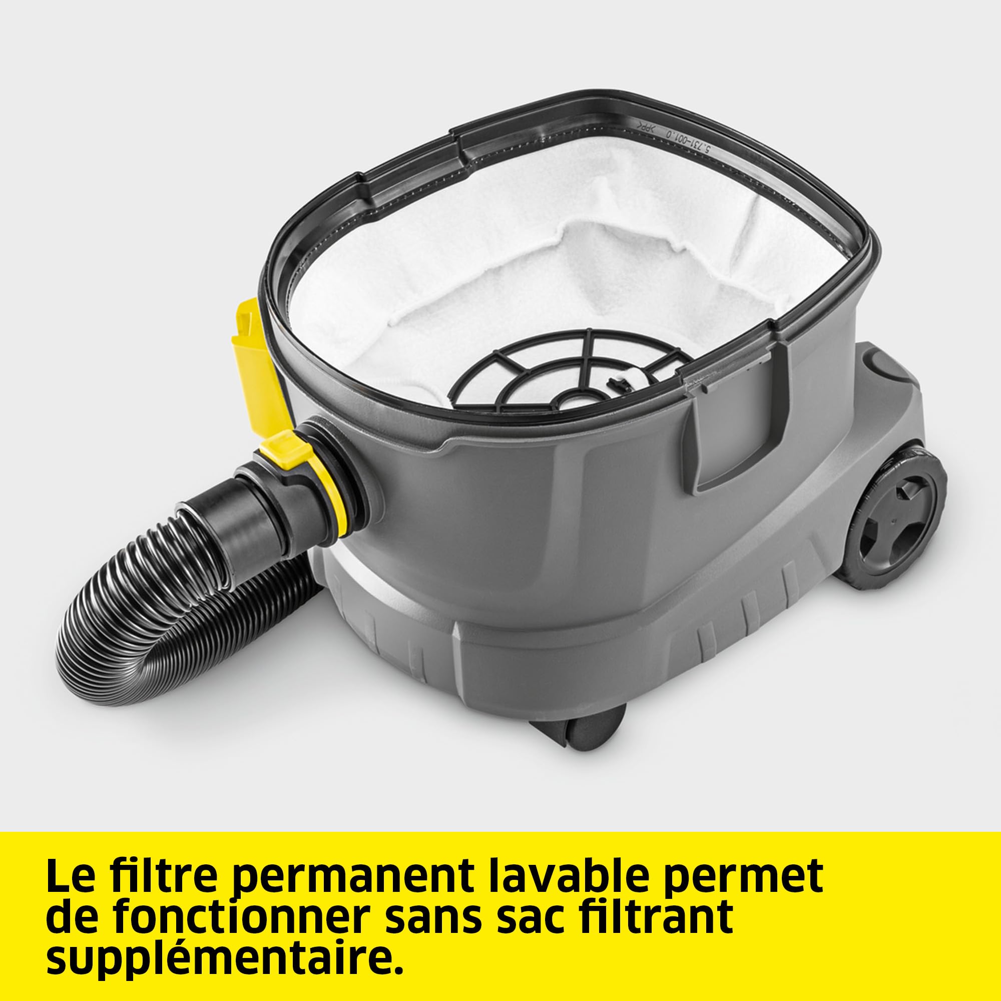 Kärcher aspirateur T 11/1 Classic, aspirateur léger, cuve : 11 l, Puissance : 850 W, Niveau de Pression Acoustique : 61 DB(A), Poids : 3,9 kg, câble : 7,5 m, Panier filtrant Permanent