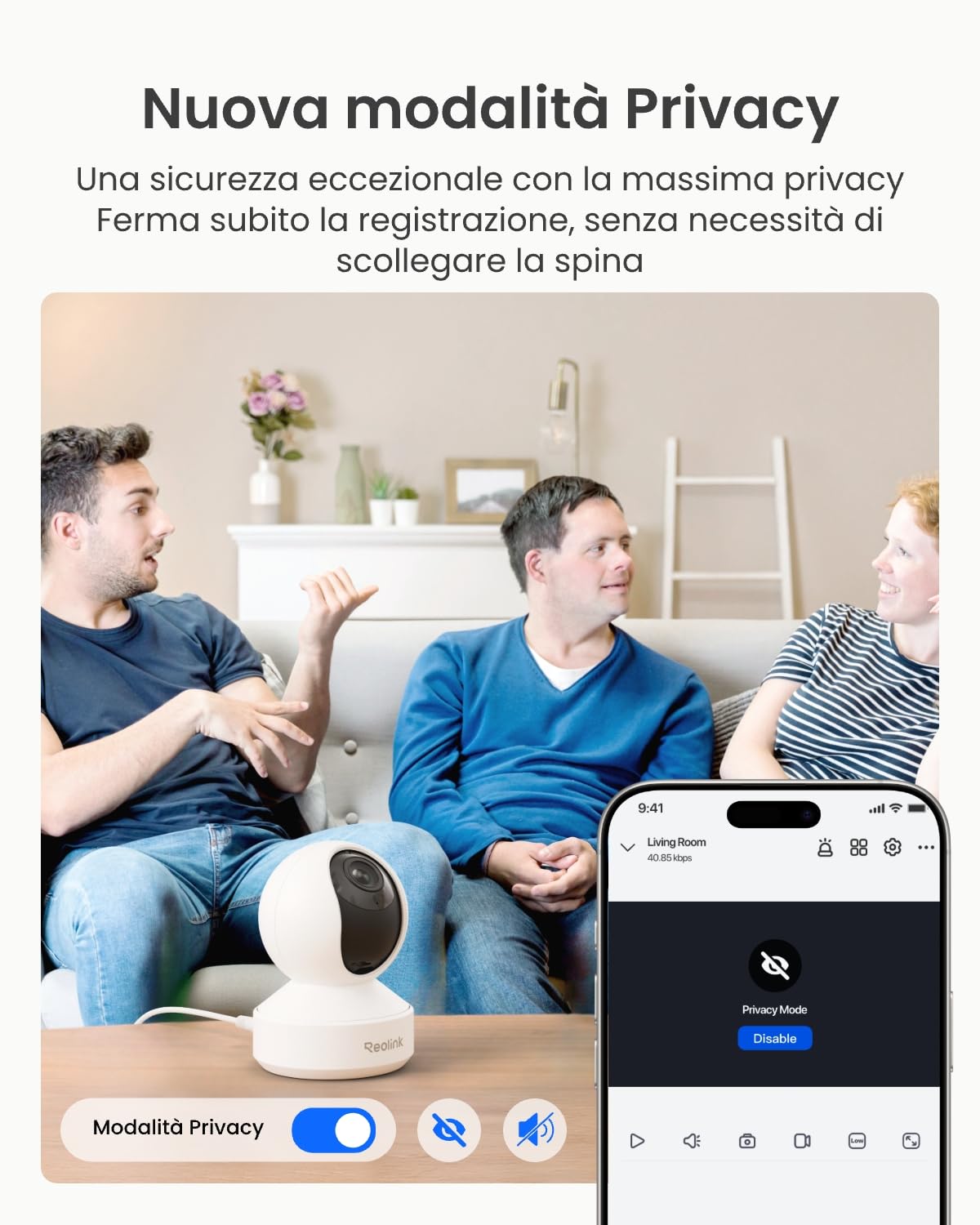 Reolink 4K Telecamera WiFi Interno PTZ, Zoom Ottico 3x, WiFi 6 Dual-Band, Auto-Tracking, Videocamera Sorveglianza con Rilevamento Persona/Animali/Pianto, Modalità Privacy, Baby Monitor, E1 Zoom