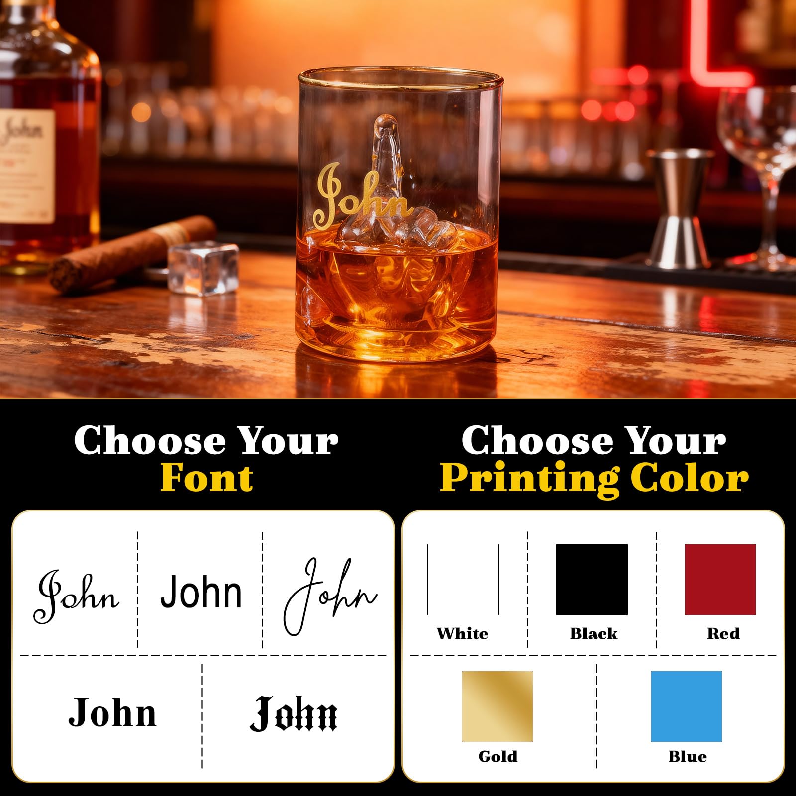 Verre à whisky humoristique personnalisé avec doigt d'honneur, 37 cl (12,5 oz), idéal pour le scotch ou le bourbon. Design 3D en forme de doigt d'honneur.