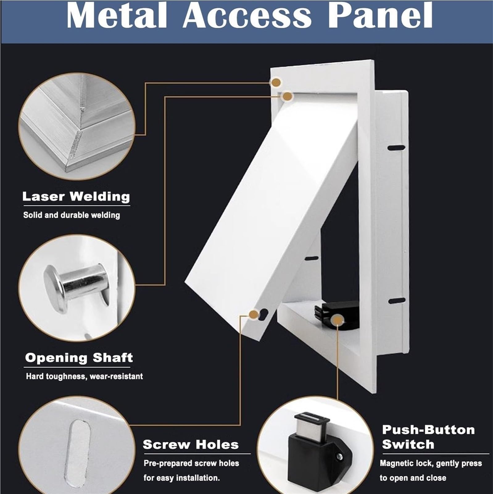 Generico Soffitto Botola Ispezione, Botola Ispezione Mansarda Metallo, per Uso residenziale e Commerciale, Installazione incorporata, Chiusura a Scatto Porta di(Bianco,22x16in(55x40cm))