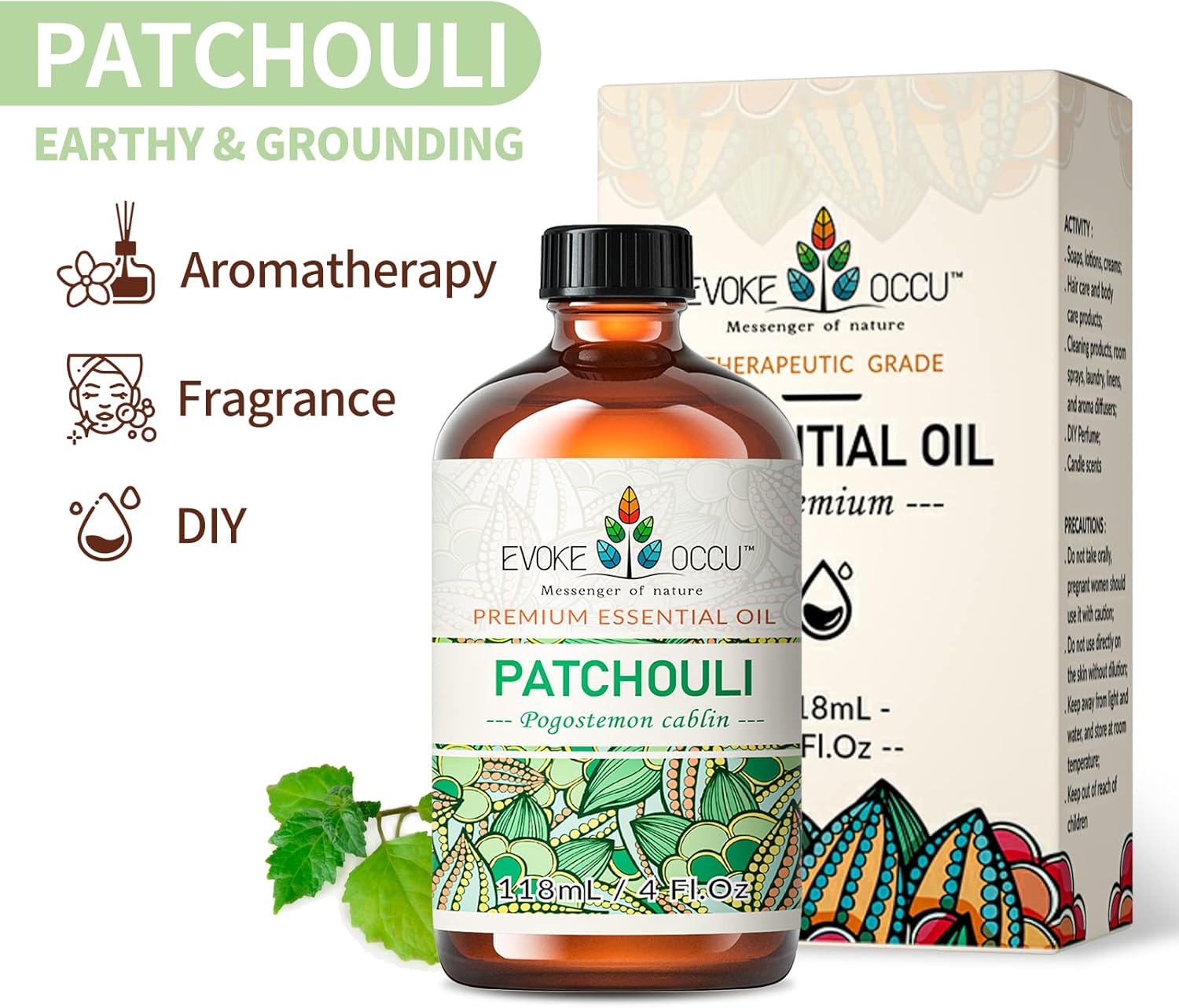 Patchouli Essential Oil 4 Oz, Pure Geranium Oil for Diffuser Skin Fragrance DIY Candle Soap Making- 4 FL Oz