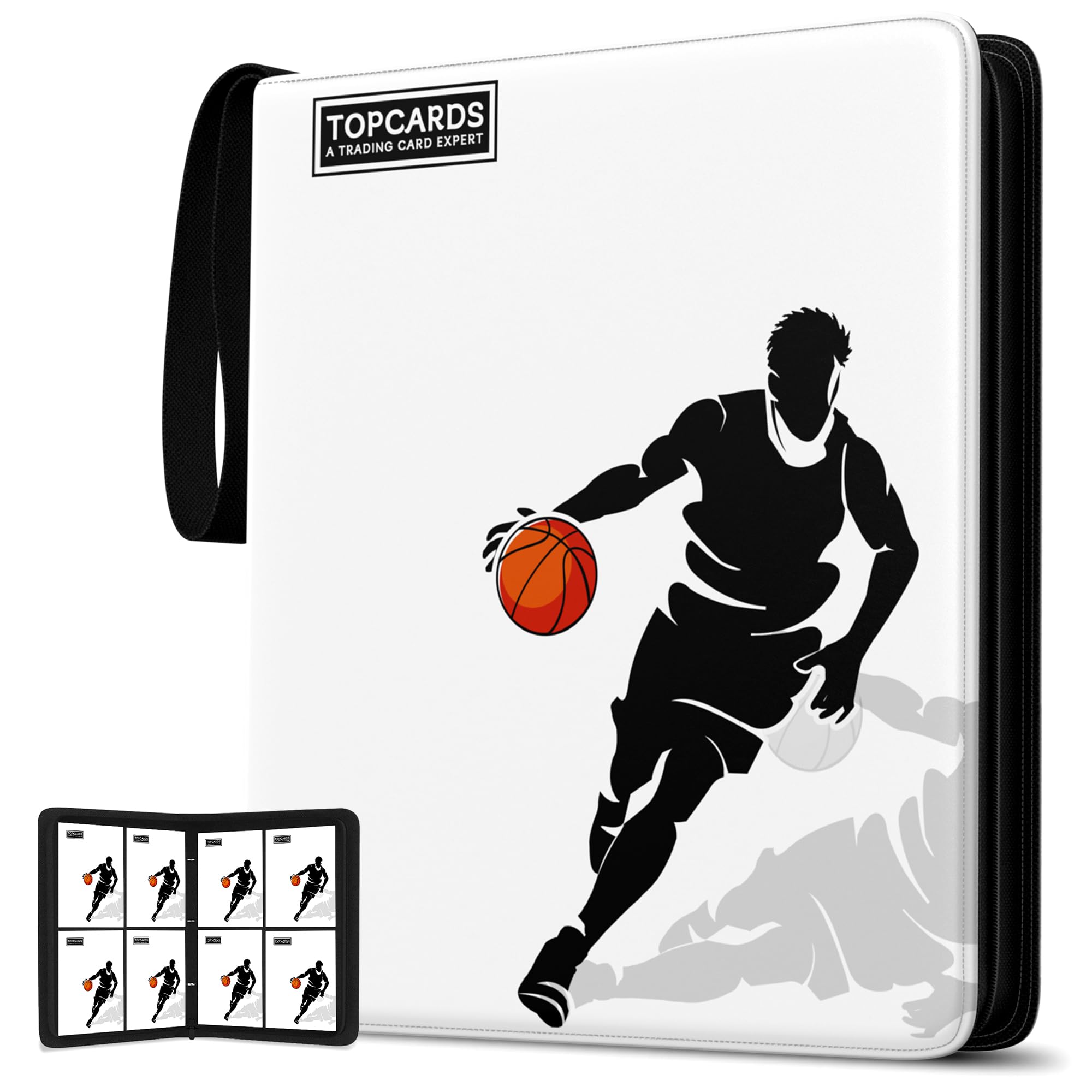 Classeur cartes basket 400 poches à 3 anneaux avec motif sport pour collectionneurs