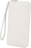 Vista 1 de UTO Cartera de cuero con cremallera alrededor de tarjetero organizador de pasaporte para damas con cartera de viaje con correa de muñeca, 0911