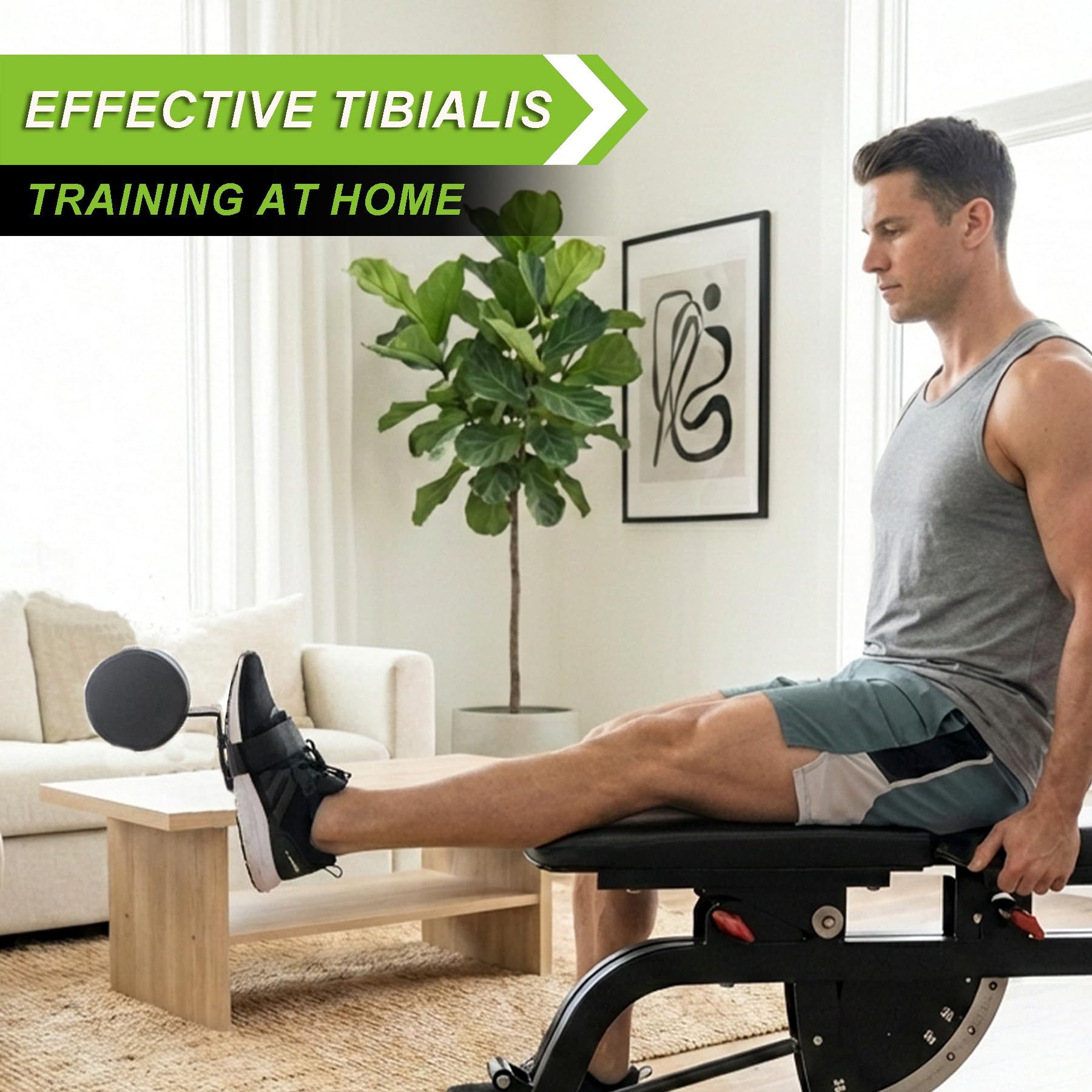 J Bryant Single-Bein-Tibialis-Trainer, Schienbeintrainer für Home-Gym, Halterung für Kurzhanteln mit präziser Passform, Verstellbarer Fußgurt mit Neopren-Polsterung für Unterbeintraining