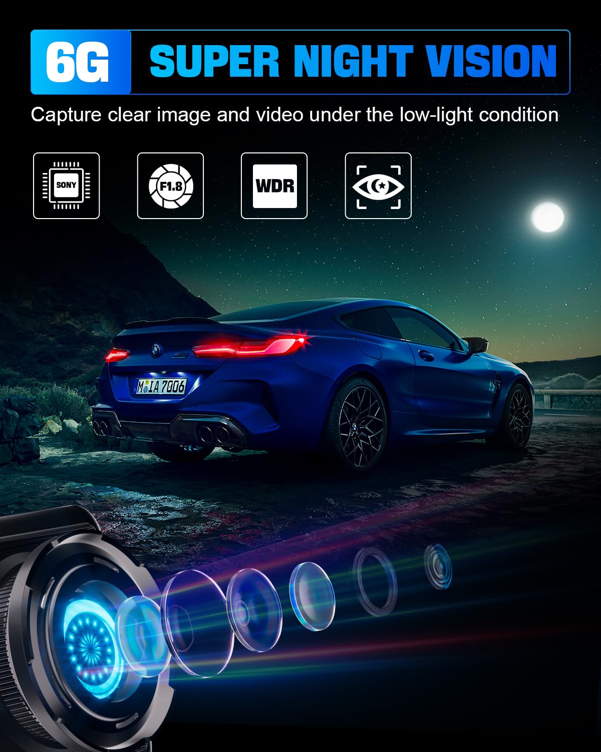 Abask Caéra de Voiture avec 32G Carte SD, 310° Grand Angle Full HD