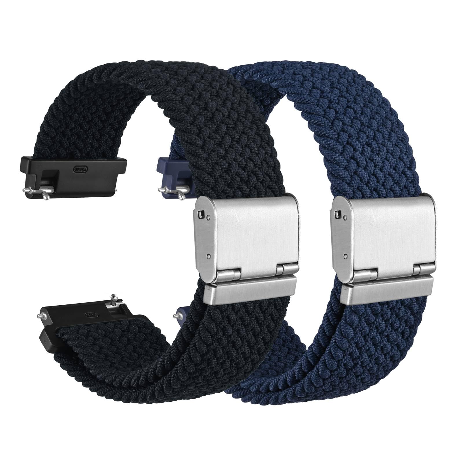 WOCCI Braided Nylon Watch Bands with Adjustable Buckle, Woven Sport Loop Strap for Men and Women, Band Width 16mm 18mm 19mm 20mm 21mm 22mm 24mm