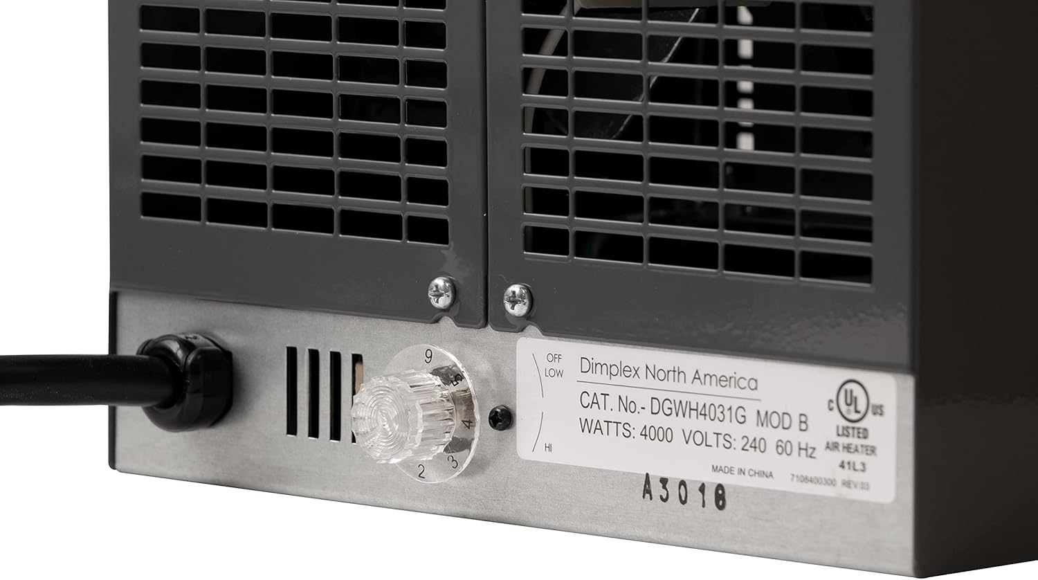 Dimplex DGWH4031 Electric Heater control panel