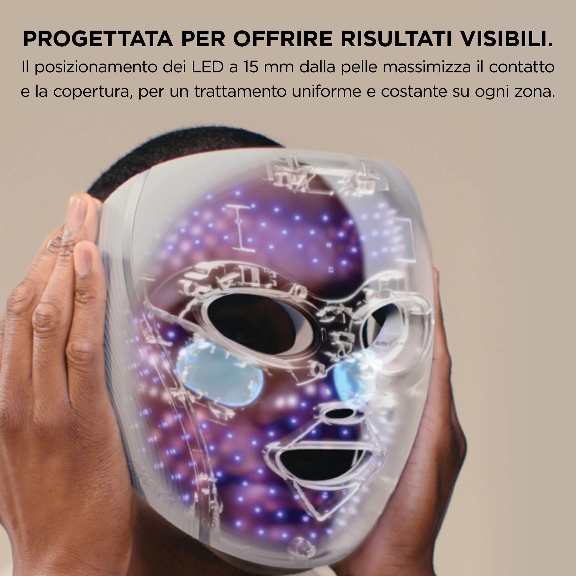Maschera Shark CryoGlow con raffreddamento del contorno occhi, LED rossi e blu, terapia a luce infrarossa, USB-C, telecomando, custodia, fascette regolabili, Blu ghiaccio FW312EU
