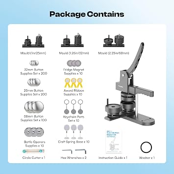 Caydo Button Maker Machine Multiple Sizes, 1+1.25+2.25 Inch
