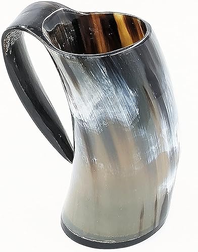 Miniatura 6 de LANITI Taza vikinga de cuerno de beber, estilo medieval, taza de cuerno de buey auténtica, hecha a mano, jarra auténtica para cerveza Ale, mercancía