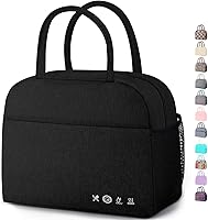 DALINDA Insulated Reusable Lunch Bag for Women Men - Large Capacity Waterproof Cooler Tote for Work Travel Picnic, Black