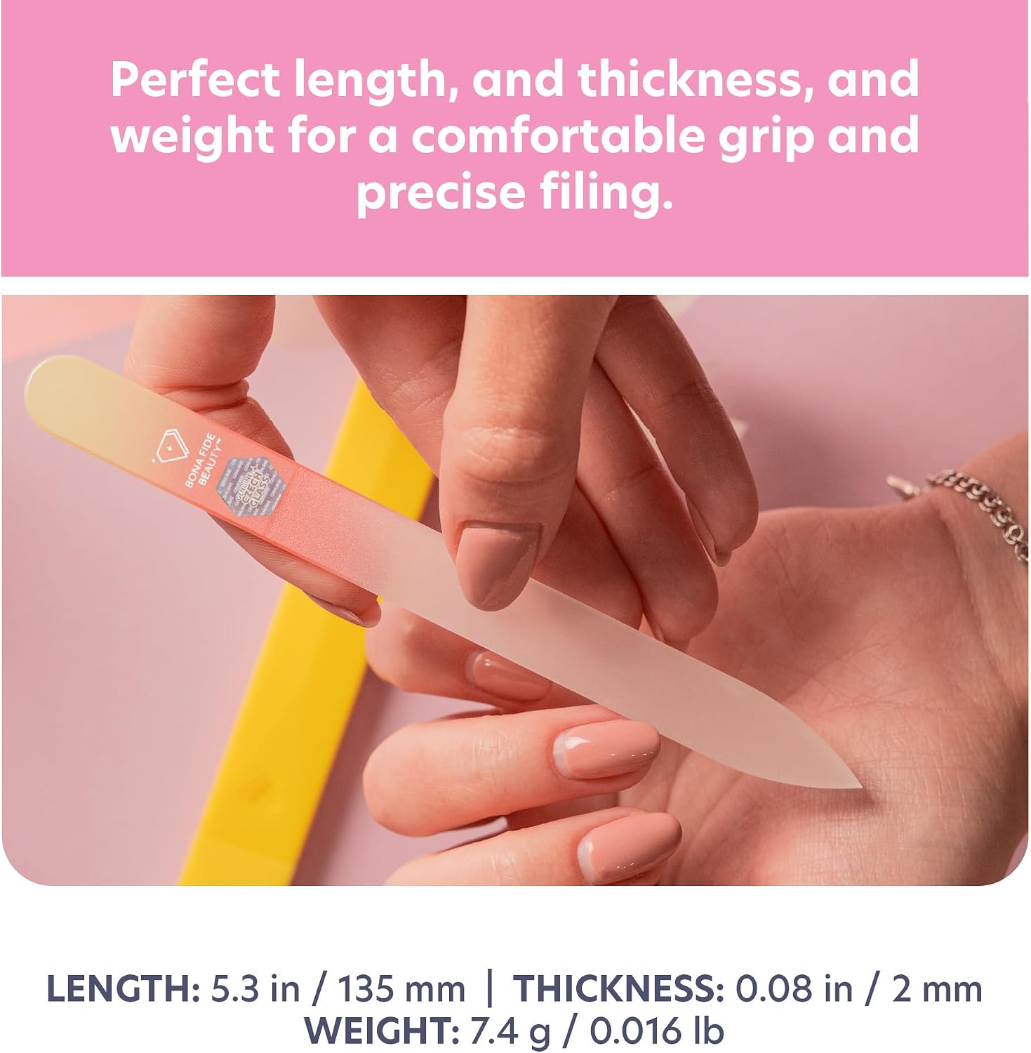 Bona Fide Beauty Czech Glass Nail File with Case, Gold Orange Nail Filer image 4