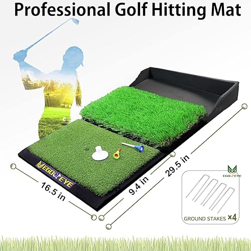 Miniatura 6 de Golf Hitting Mat,Dual-Turf Mat with Ball Tray,Tri-Turf Mat,Golf Practice Mat Heavy Duty Rubber Base, Driving Chipping Practice,Golf Mats for Indoor
