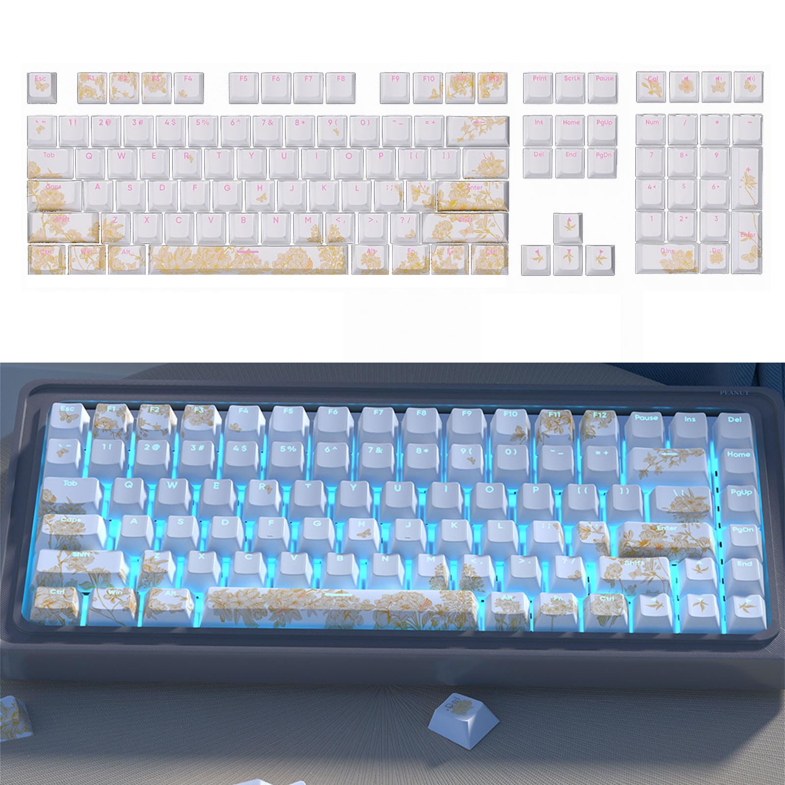 Retroilluminato Keycaps Doppio Colpi Ricamo Keycap Set Cinque Lati Sublimazioni Meccanica Keycap Tastiera