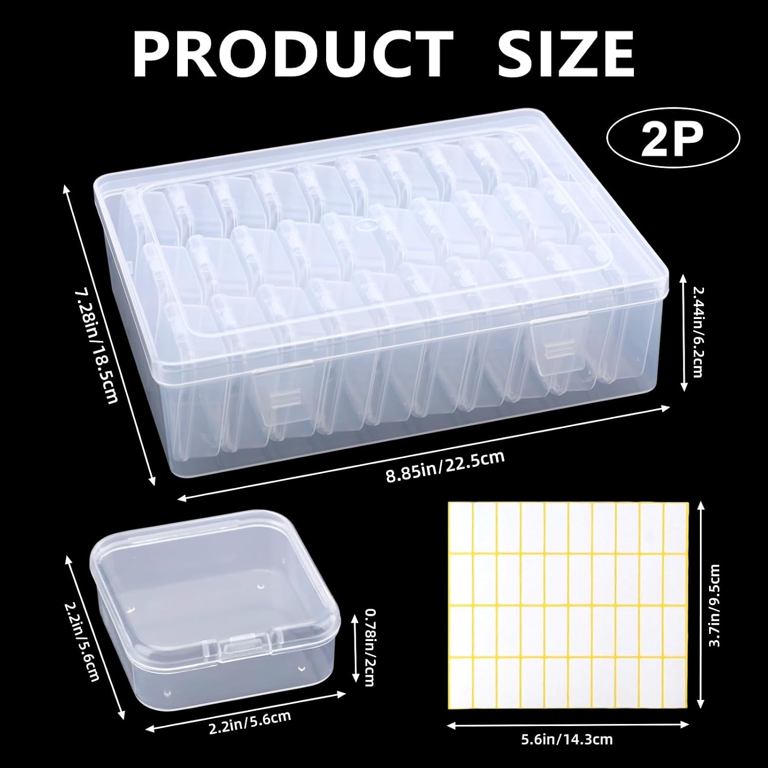 62 PCS Bead Organizer Boxes Kit, Small Bead Organizers Storage Cases, 60 Mini Clear Plastic Storage Containers and 2 Large Cases with Hinged Lid, Mini Craft Storage Boxs for Bracelet Jewelry