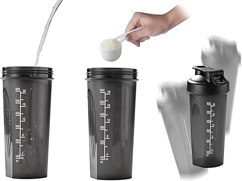 Miniatura 7 de Fox Run Botella mezcladora, botella agitadora de 20 onzas con batidor de bola de acero inoxidable y medidas