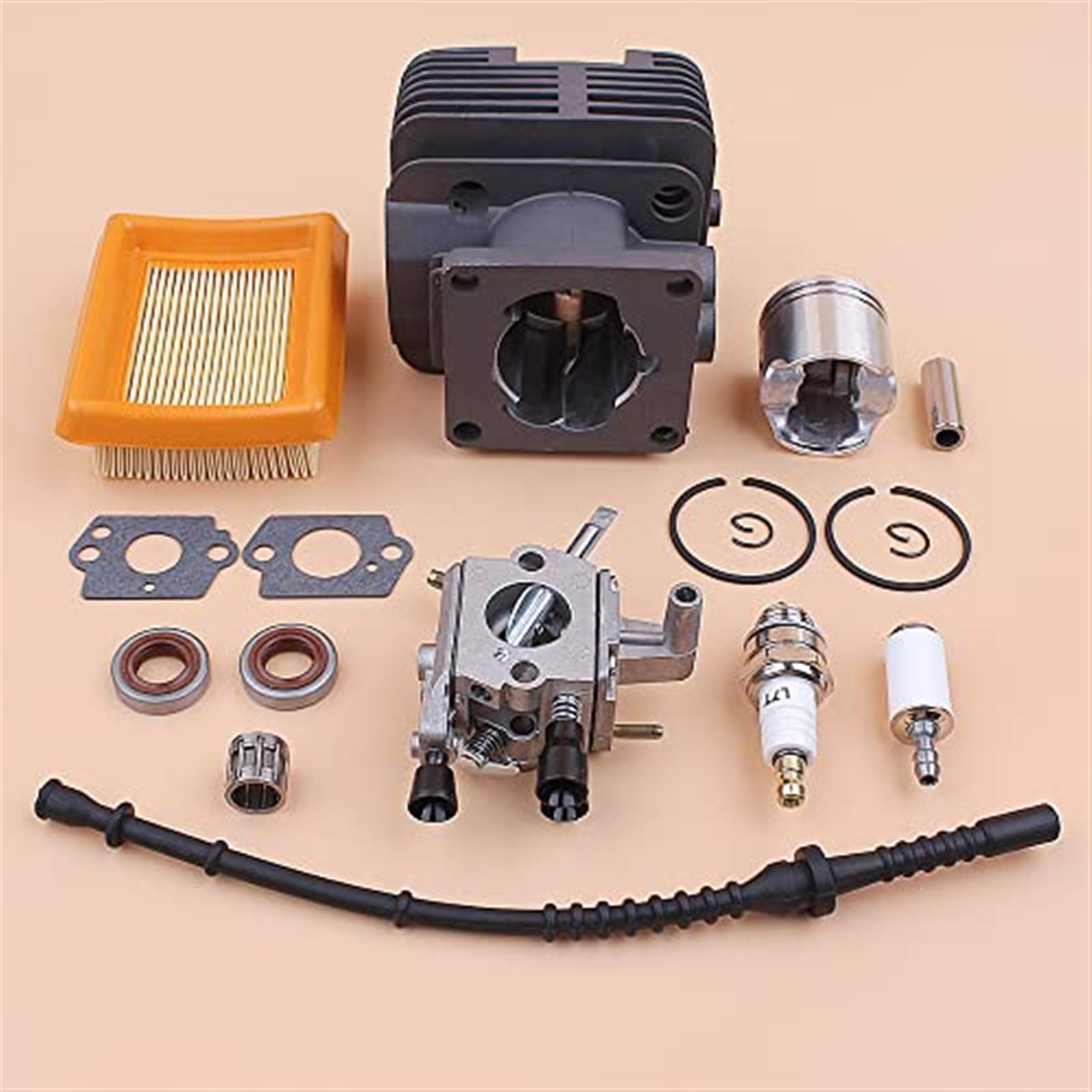 Wivplex Kit tubo flessibile del carburante filtro aria carburatore pistone cilindro da 35 mm, for STIHL, FS120 FS250 FS250R FS200 FS200R Trimmer Decespugliatore Parti Strumenti per la pulizia dell'ari