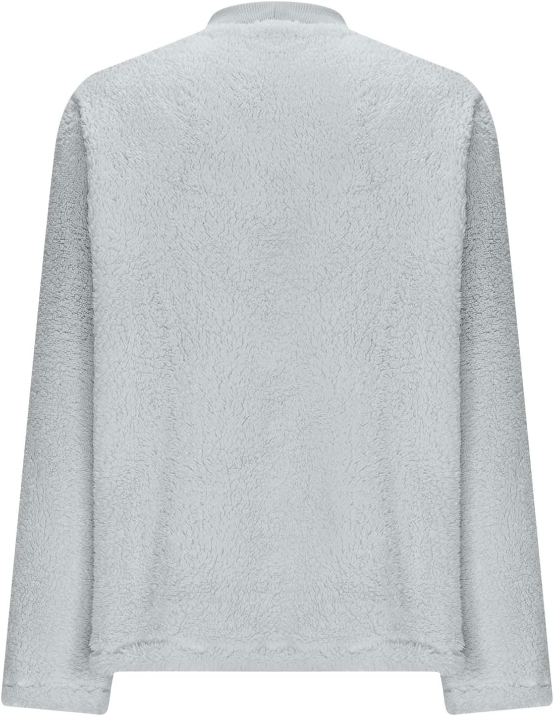Women Fuzzy Fleece Pajama Tops V-Neck Button Down Sleepwear Long Sleeve Plush Warm Coat With Pockets
