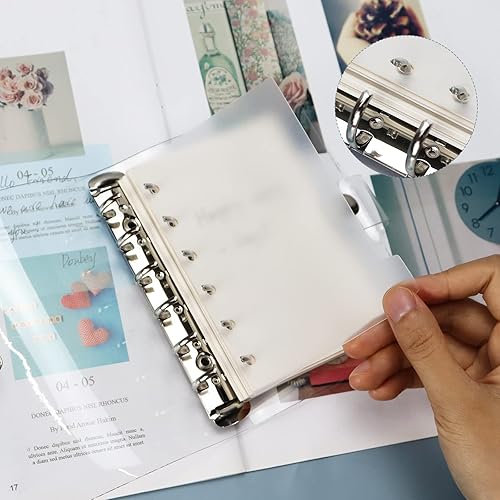 Miniatura 5 de Divisores A7 de 6 agujeros de plástico duradero con 6 pestañas, separadores de páginas transparentes para escribir y borrables para carpetas de