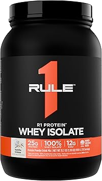 Rule 1 Proteins R1 Protein Whey Isolate, Vanilla Creme, 2 Pounds | 25g Protein & 6g BCAA Exclusively from Whey Isolates and Hydrolysate isolates for Workout Recovery and anytime use