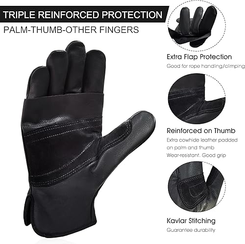 Miniatura 3 de Guantes de escalada, guantes de cuerda, perfectos para rappel, rescate, roca, árbol, pared, escalada de montaña, aventura, deportes al aire libre