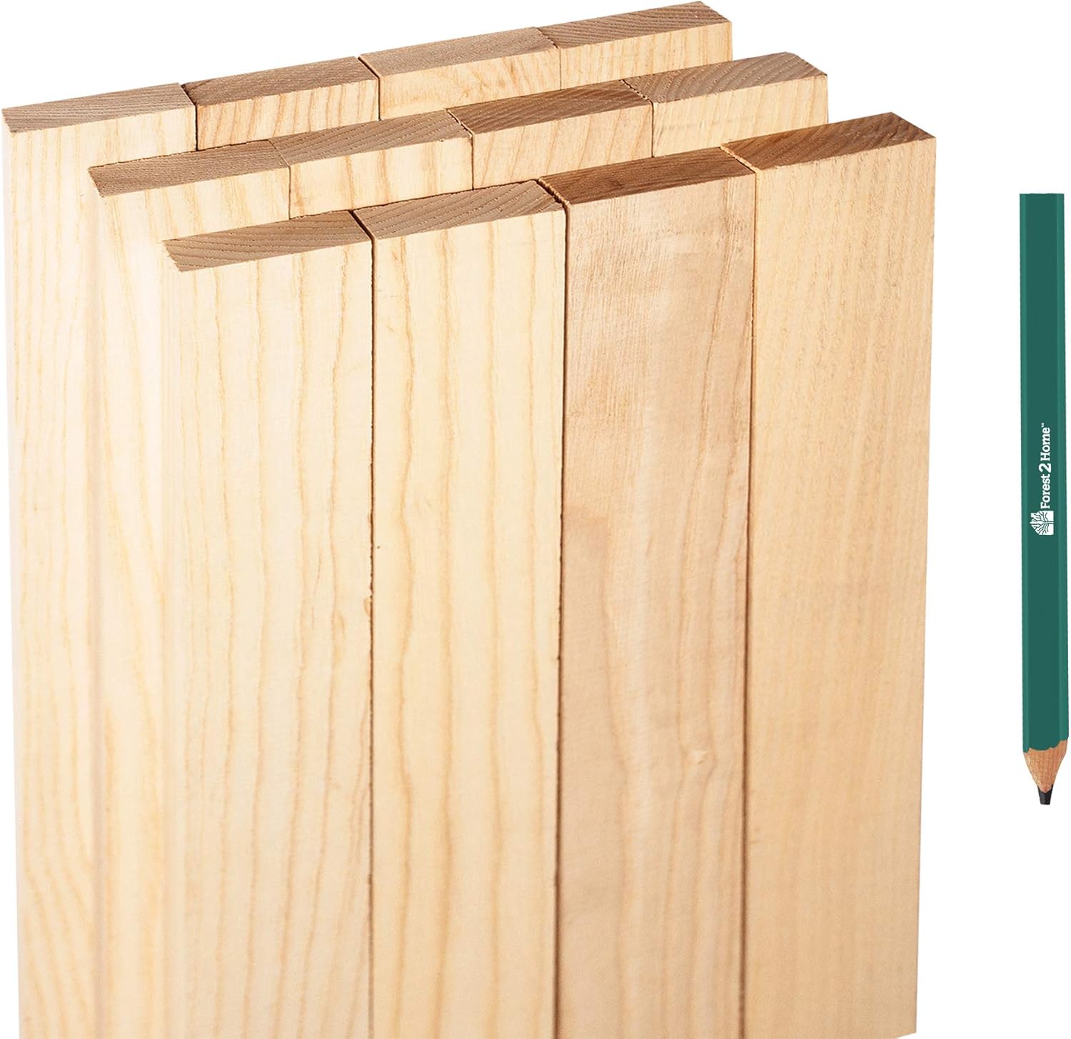 Ash Bundle - 1 X 2 X 36 inches - 12 Board Pack - Kiln Dried Wood Lumber Hardwood - S2S - Includes Carpenter Pencil