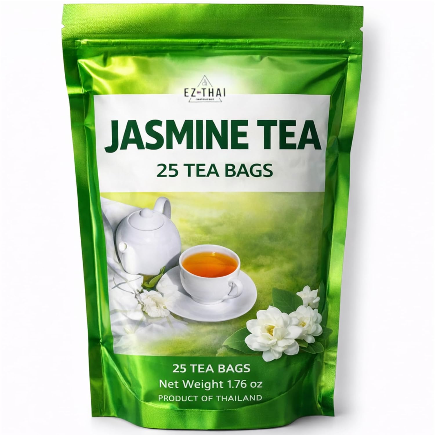 EZ THAI Premium Jasmine Black Tea Bags 25 Count (1.76oz) - Authentic Thai Jasmine Tea. Perfect for Hot Clear Brewing, Relaxing Afternoon Breaks, or Pairing with Asian Desserts. (75)