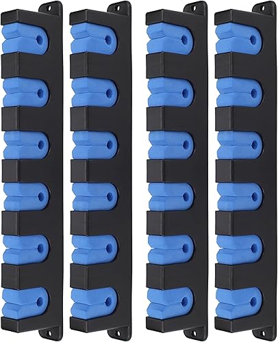 Miniatura 7 de Soporte para caña de pescar montado en la pared para garaje y barco, soportes de almacenamiento de 6 cañas (rojo horizontal, 1 par)