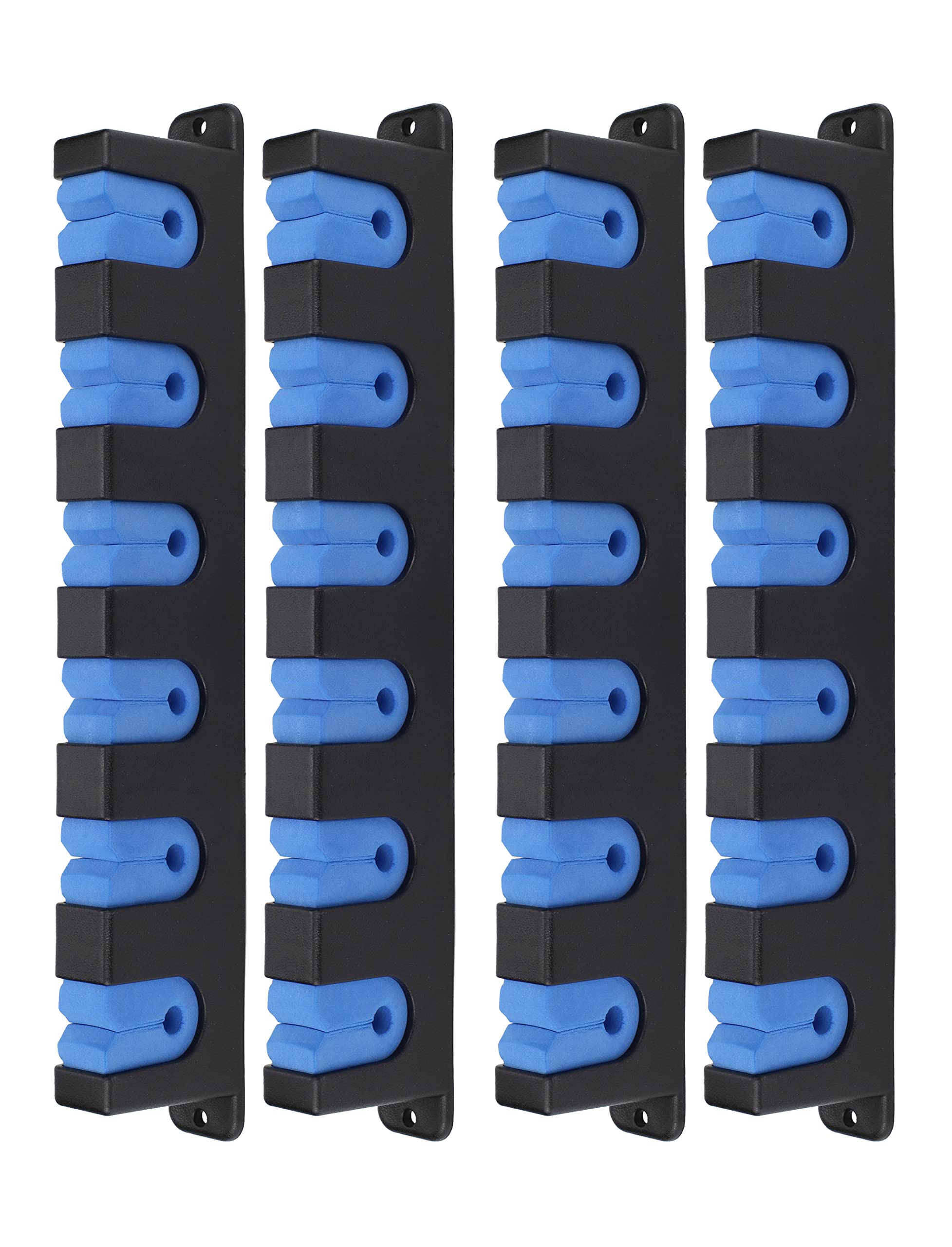 Ducurt Fishing Rod Rack Holders Wall-mounted Fish Pole Holder for Garage & Boat 6-Rod Storage Racks (Horizontal Blue, 2 Pair)