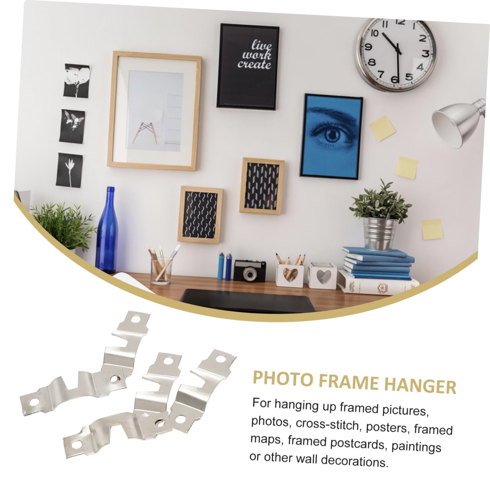 ARTIBETTER Kit Di Ganci A D Da 10 Set Ganci Per Cornici A Doppio Foro Facili Da Installare Ganci Da Parete Per Foto Incorniciate Decorazioni 50 Pezzi * 10