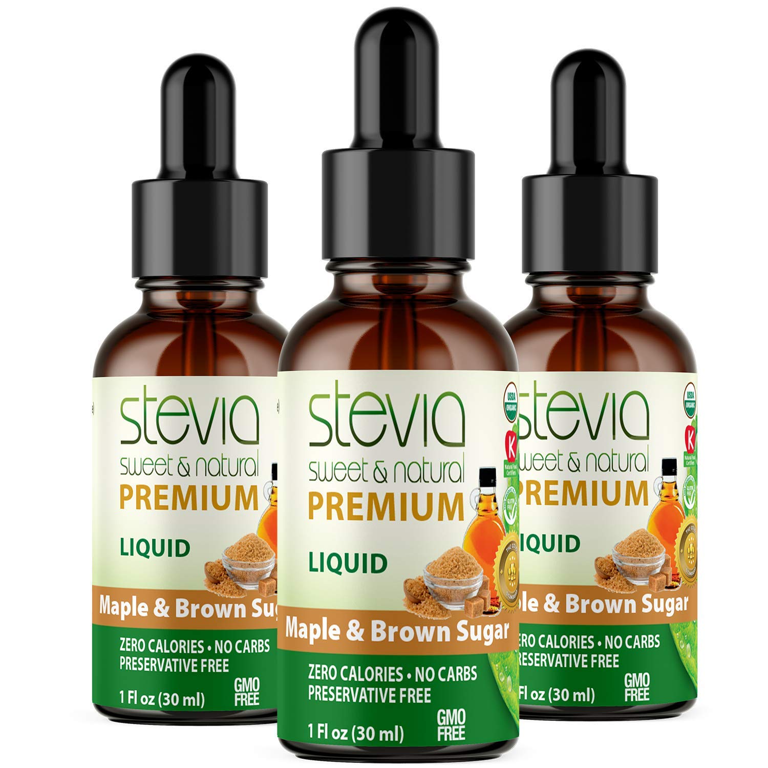 Maple & Brown Sugar Premium Stevia Drops. Organic Liquid Stevia, Sugar Substitute, Naturally Sweet, 