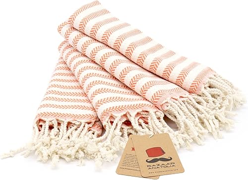 Vista 298 de Bazaar Anatolia Juego de 2 toallas de mano turcas para baño, 39 x 19 pulgadas, algodón, toallas de mano decorativas para cocina, té, yoga, cara