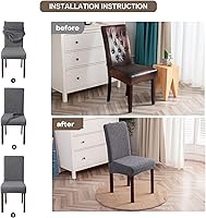 Vista 7 de Fundas Impermeables para Sillas de Comedor, Fundas para Sillas de Comedor Elásticas Parsons Fundas para Sillas, para Comedor Cocina Protector