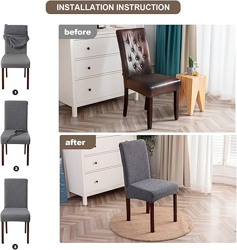 Miniatura 7 de Fundas impermeables para sillas de comedor, fundas elásticas para sillas Parsons, para comedor, cocina, funda protectora para silla de comedor,