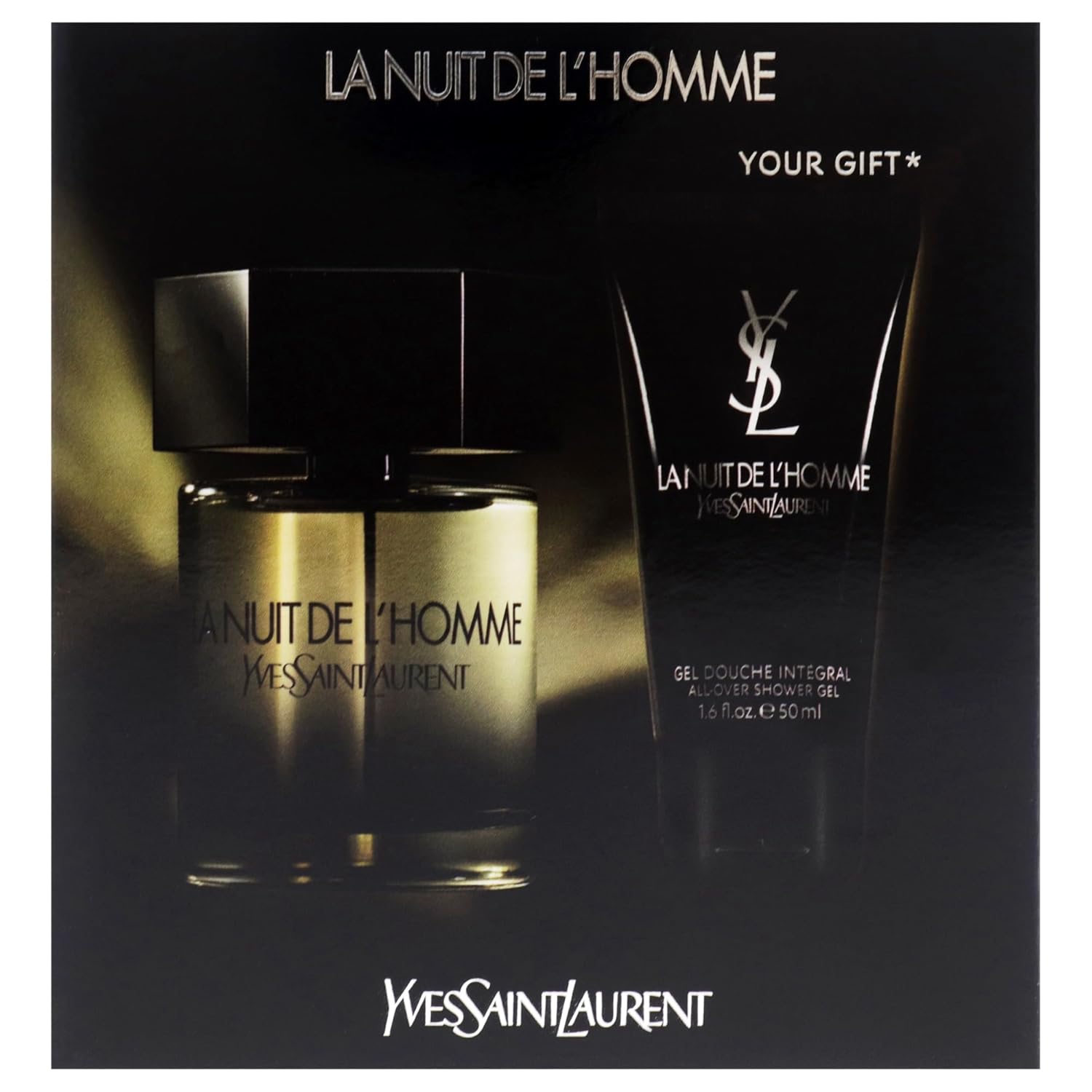 La Nuit De LHomme by Yves Saint Laurent for Men - 2 Pc Gift Set 3.3oz EDT Spray, 1.6oz Shower Gel