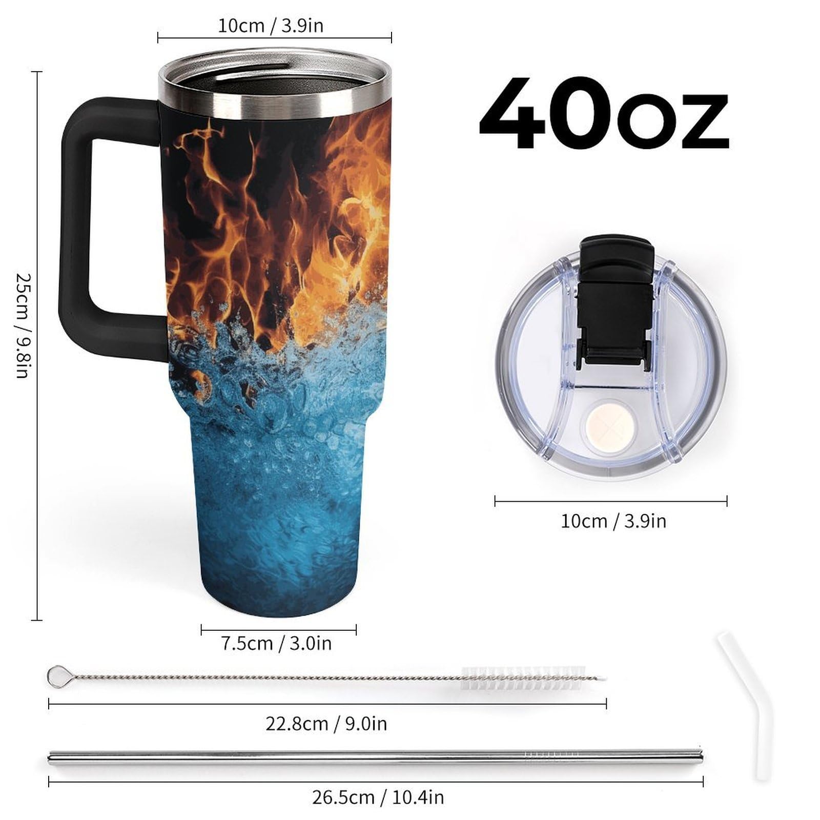 Autobecher aus 304 Edelstahl, mit Strohhalm und auslaufsicherem Deckel, großes Fassungsvermögen, vakuumisolierter Reisebecher für Auto-Becherhalter, 1,2 l