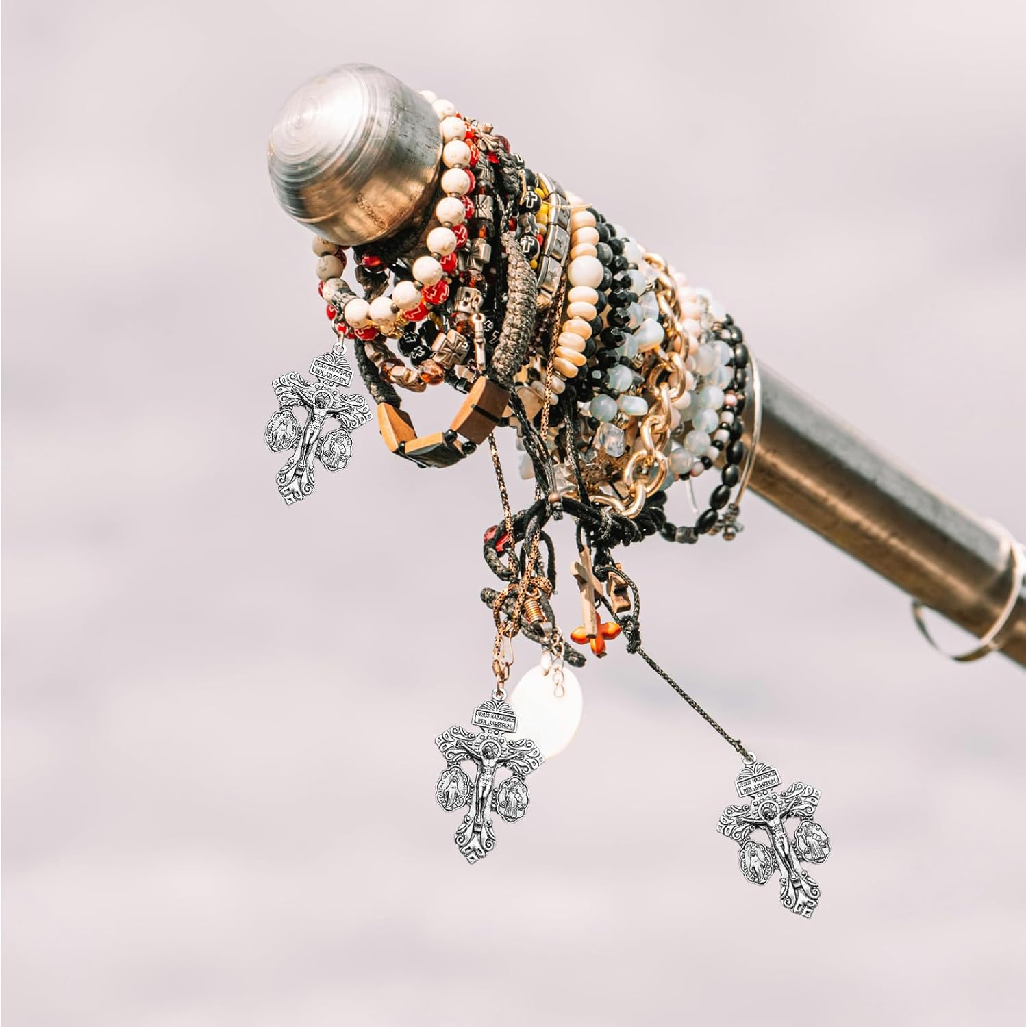 30 Pcs Crucifix for Rosary Making Bulk Pack,St Benedict Medal,Rosaries Catholic and Pardon Crucifix Rosary Parts sliver - Image 5