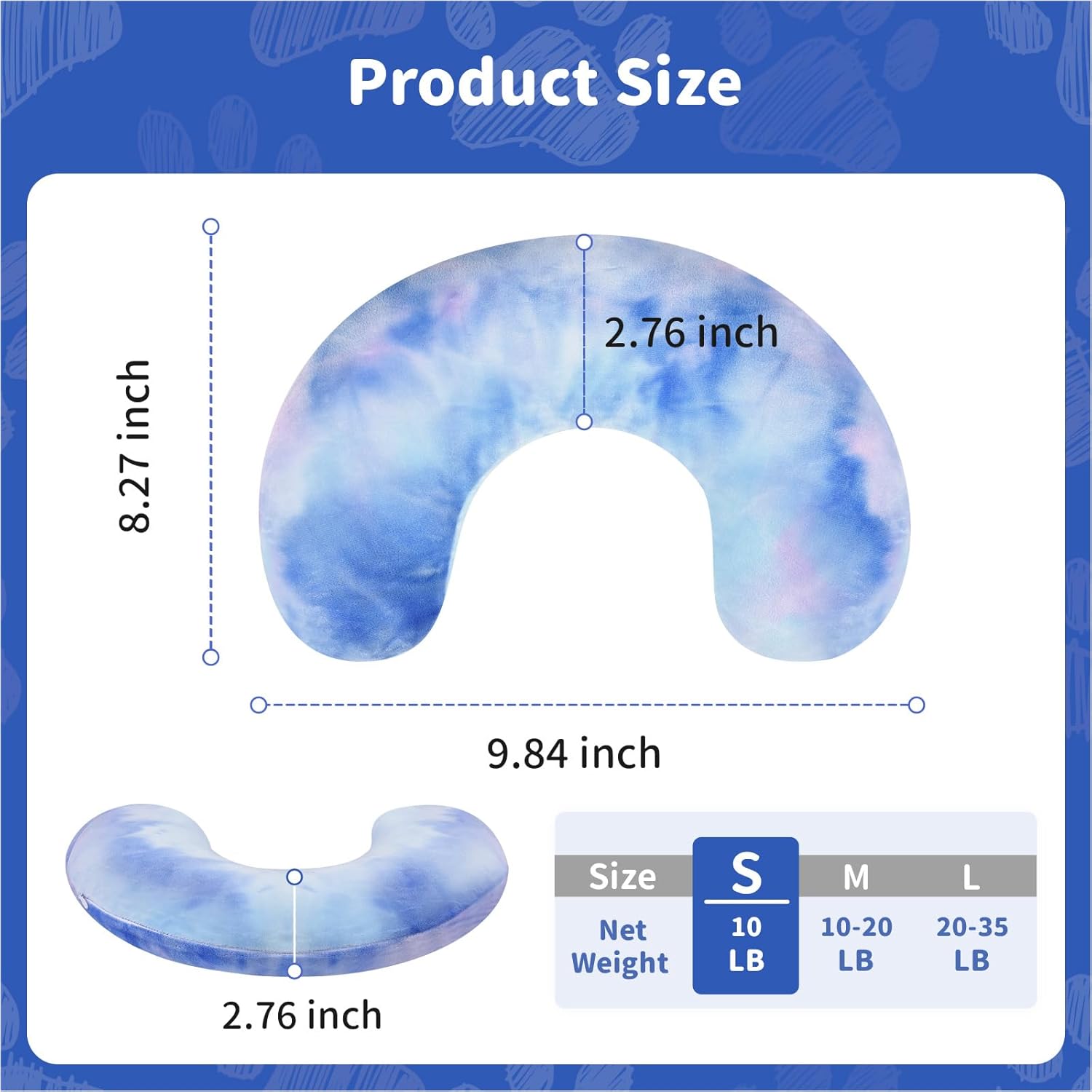 Dog Anxiety Calming Pillow, Pet Neck Pillow for Little Dog Cats Sleep, Soft Sleep Beddin Bolster Pillows, Joint Relief Sleeping Improve