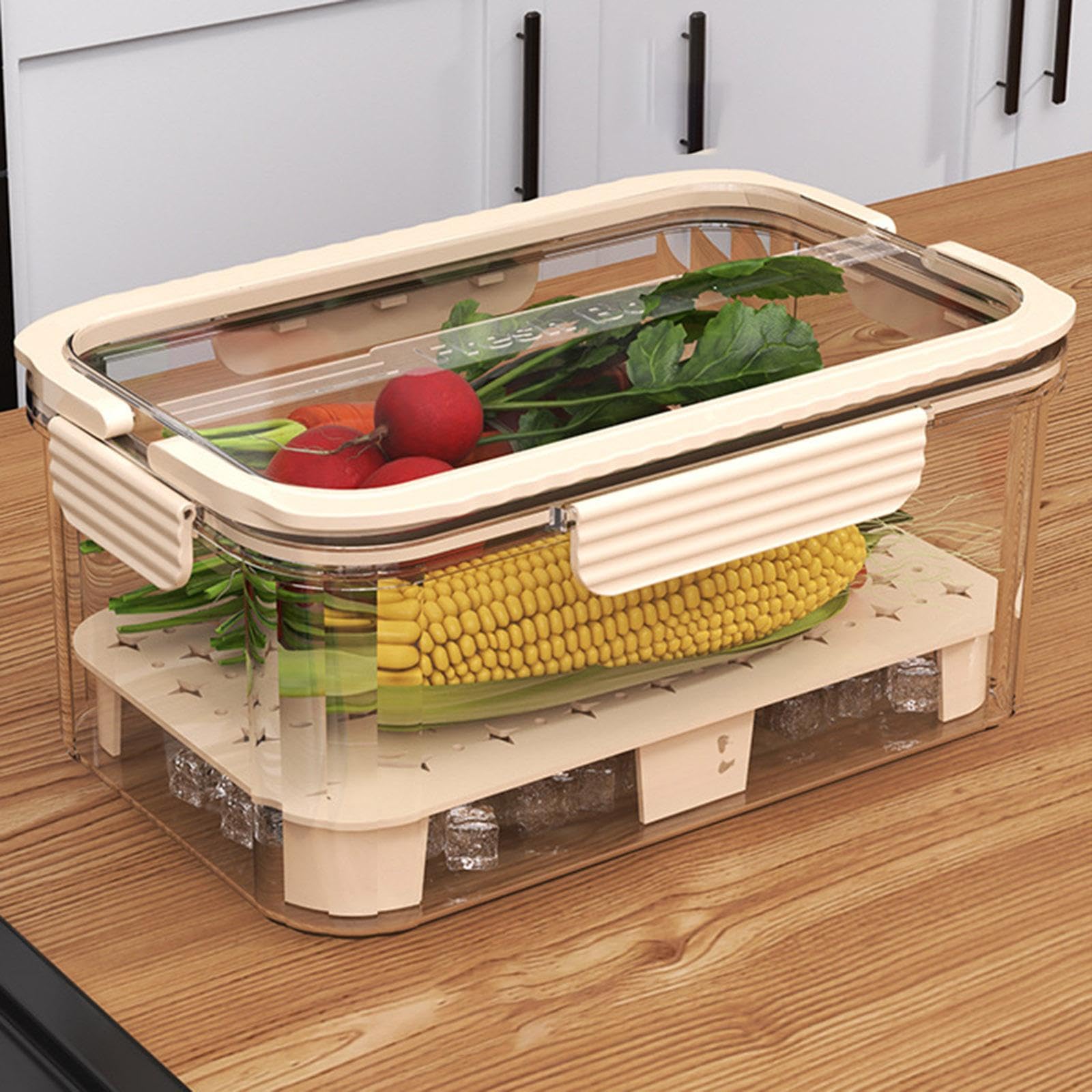 SiaBiced Camping-Lebensmittelbehälter für Snacks, transparent, mit Griff, Obst-Organizer für den Kühlschrank, Beige Küche, Haushalt & 