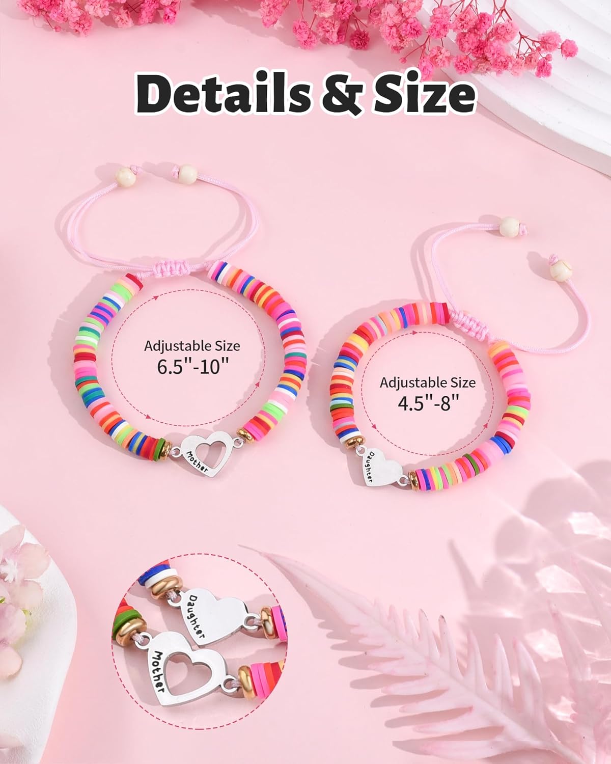 BOCHOI 2/3/4Pcs Mother Daughter/Son Bracelets Mom and Daughter/Son Gift Mommy and Me Matching Heart Dinosaur Bracelets Christmas Birthday Gifts - Image 3