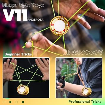 MAGICYOYO V11 FINGEROTA Finger Spin Yoyo Professional (Golden Red) | Responsive Yoyo & Unresponsive Yo Yo for All Levels with Yo-Yo Glove + 12 Replacement Strings +Storage Case