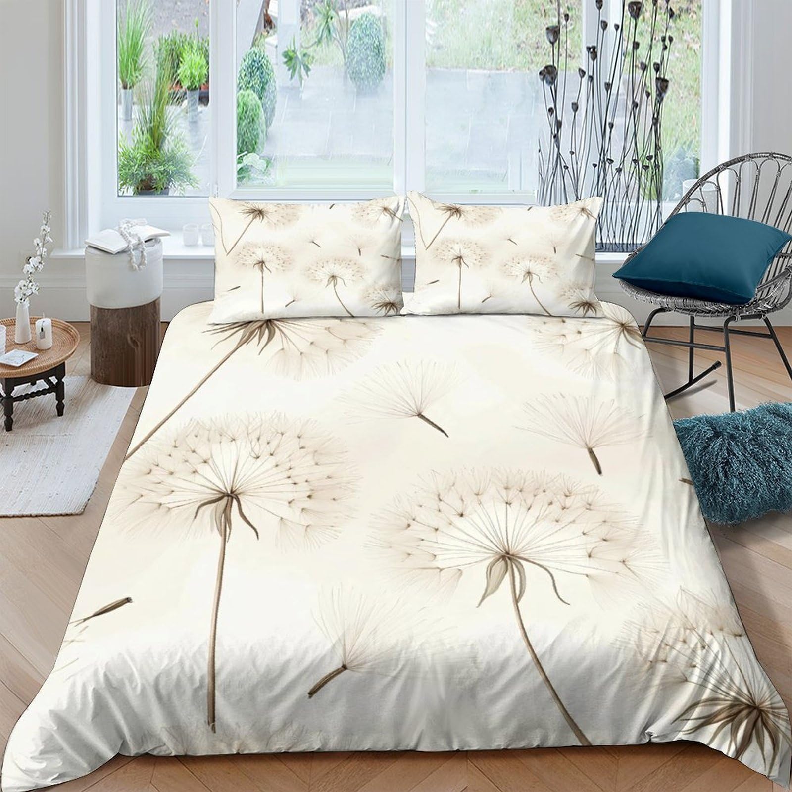 Ctjqhvkz Style-10 3D Printed Dandelion Blossom Fitted Sheet Microfiber Soft Breathable Seed Fly Bed Cover Bedroom Mattress Decor Single（135X200cm）