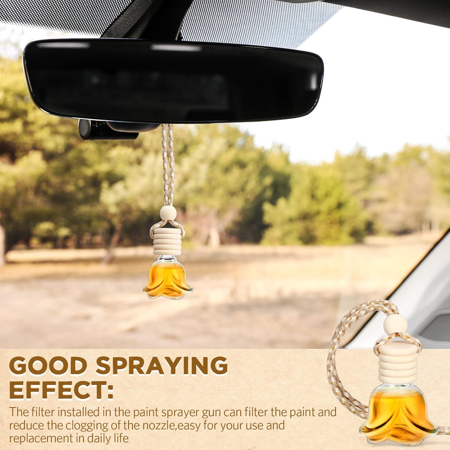 BBTO 50 Pcs Hanging Car Air Freshener Car Diffuser Bottles Empty Glass Perfume Bottle Freshener Diffuser Bottle Pendant for Essential Oil Fragrance Aromatherapy Bottle Ornament(Rose) - Image 5