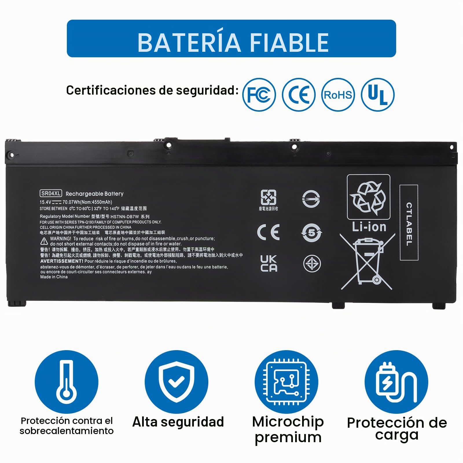 SR04XL SRO4XL Batería para HP Omen 15 15-dc0xxx 15-cb0xx 15-cx0xxx 15-ce0xx Pavilion Gaming 15-ce198wm 15-ce015dx 15-ce011dx 15-dc1xxx 15-dc1058wm 15-dc1054nr 15-cx 15-dc0052nr 15-cx0056wm SR03XL