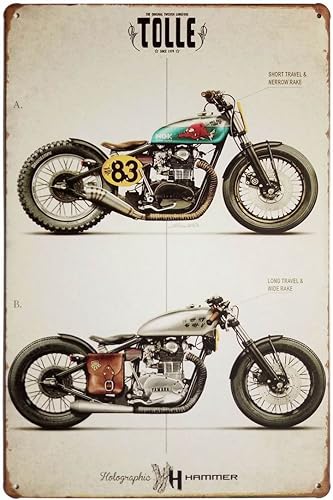 ERLOOD Letrero de metal retro vintage para motocicleta, 12 x 8