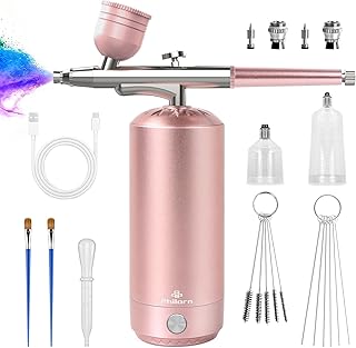 PHILORN Airbrush for Nails,48 PSI Precision Air brush Dual-Mode Rechargeable 0.3mm Nozzle Makeup Set Nail Air brush Machine for Ombre French Airbrush Paint Salon Barber, Cake Decor, Makeup