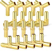 Vista 26 de GASHER 2 piezas de púas de manguera de latón en T, accesorio de manguera de 3 vías (púa de manguera de 1,27 cm x 1,27 cm x 1,27 cm) con 6