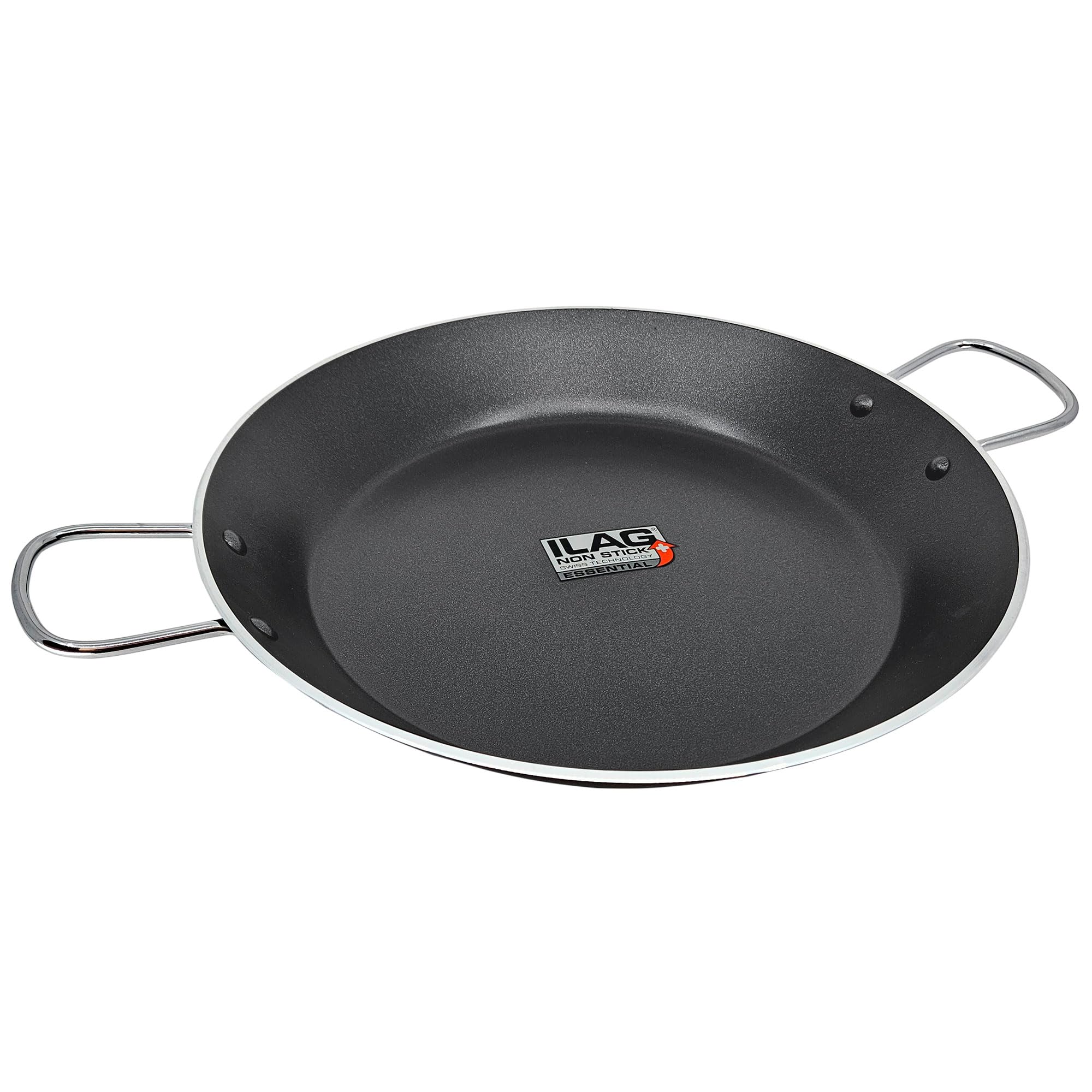 briebe Zafran Poêle à paella à induction anti-adhésive ILAG écologique sans PFOA, épaisseur 3 mm, aluminium pressé, convient à toutes les cuisines, vitrocéramique, gaz, four 46 cm