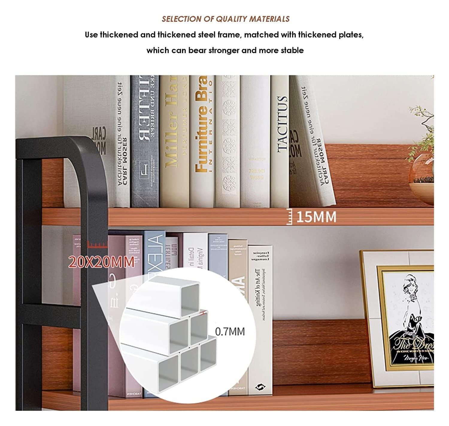 Organizador de Escritorio, Marco de Metal de 2 Niveles, Estante de Almacenamiento de exhibición de Gran Capacidad para Oficina, Estudio, Dormitorio, estantes de Libros de pie (135